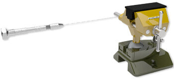 Wire twisted between pin vise and table vise